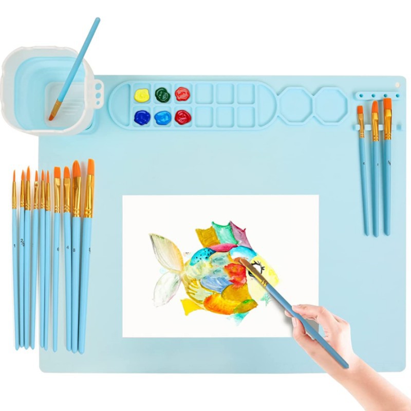 Silicone Painting Mat Art Mat Sketching Clip Removable Foldableing Washable Cup Kidsren's Drawing Board Special Painting Set