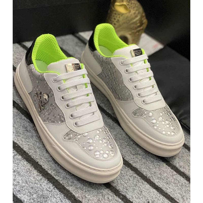 Европейская станция 2025 Новые мужские туфли Осень-Зима клетчатые повседневные универсальные плоские туфли для улицы из натуральной кожи белые туфли