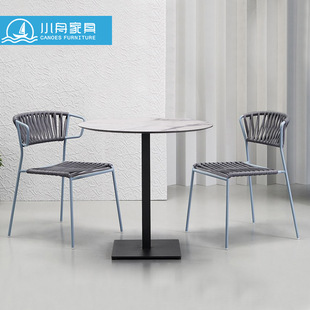 Outdoor Restaurant Outdoor Tables and Chairs Internet Celebrity Courtyard Balcony Bar Leisure Rope Chair Coffee Table Combination Furniture