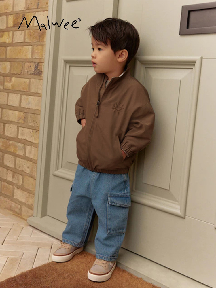 Malwee transfronterizo chaqueta de niño otoño y invierno nuevo estilo europeo y americano camisa con cremallera de cuello para niños pequeños chaqueta casual