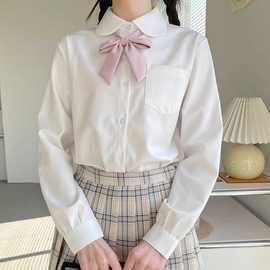 厂家现货批发 日本正统学生尖领圆领jk白色短袖衬衫工作服不透