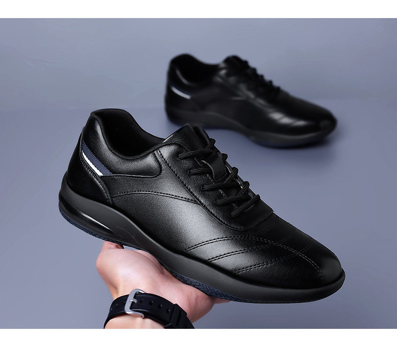 Giày sneaker nam da bò thoáng khí, đế cao su gót thấp 1–3 cm, dây buộc, phong cách thường ngày — PZ9873 Màu đen, PZ9873 màu trắng chi tiết 18