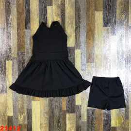 新款婴幼儿童装外贸批发女孩夏季健身黑色连衣裙瑜伽套装