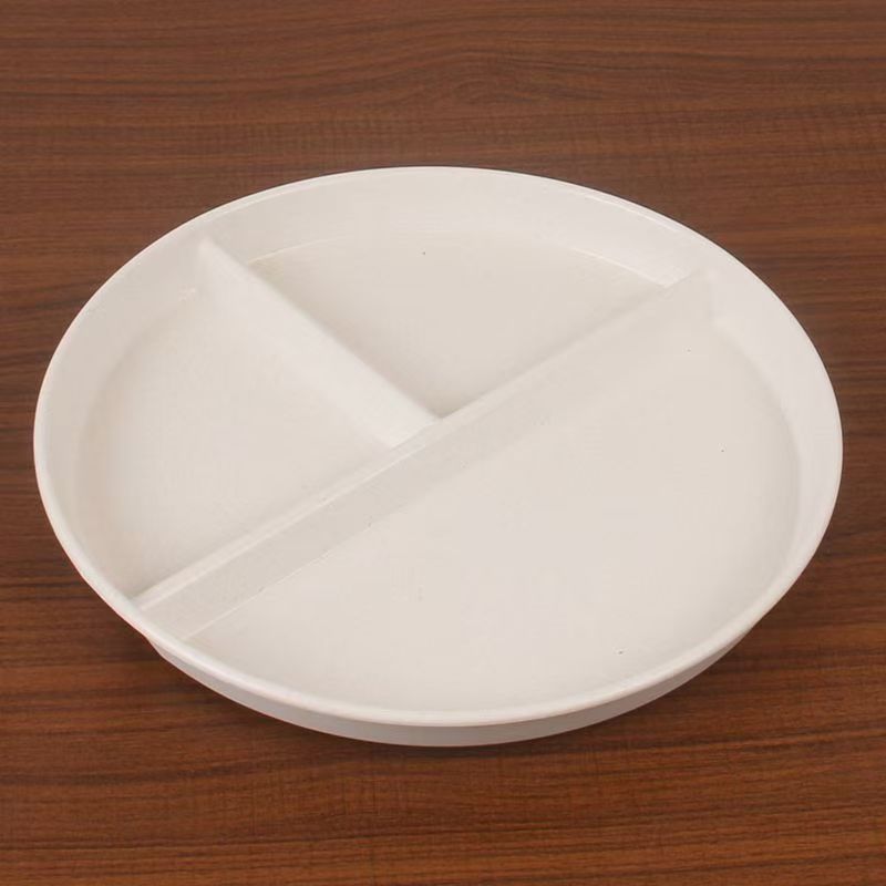 Plato redondo de tres compartimentos para reducir la ingesta de grasas, plato doméstico dividido anticaída de paja de trigo, juego de platos para desayuno Amazon