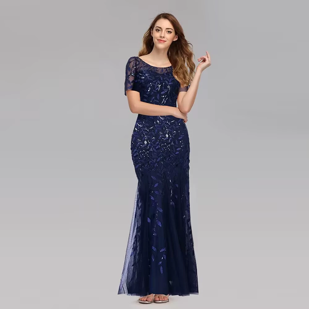 Вечернее платье, платье подружки невесты, ногтевые Sequins, (перекрестная торговля), выпускной вечер, облегающий крой, нарезка "рыбий хвост"