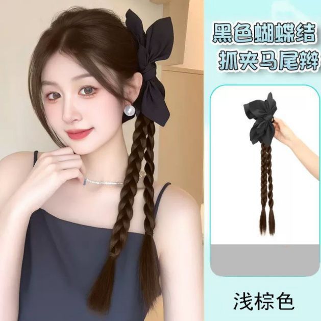 블랙 캐슈 포니테일-라이트 브라운