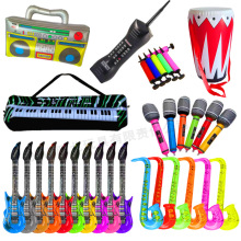 现货PVC仿真 乐器吉他萨克斯麦克风电子琴收音机大哥大鼓充气玩具