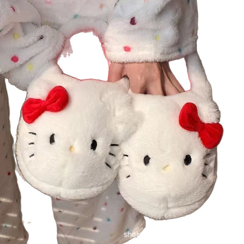 凯蒂猫棉拖鞋2025新款可爱秋冬季室内家居男女毛拖宿舍情侣包头拖|undefined