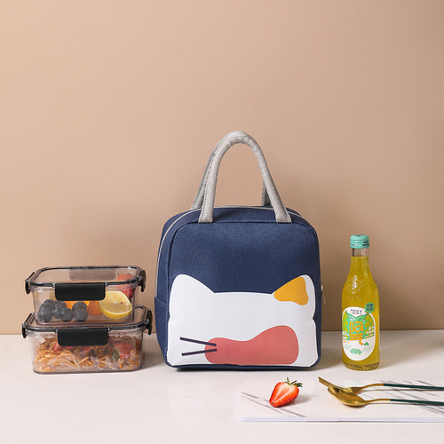 Cartoon Insulated Lunch Bag Office Worker Portable Meal Box with Lunchbox and Handheld Insulated Food Container, Thickened Aluminum Foil Ice Bag