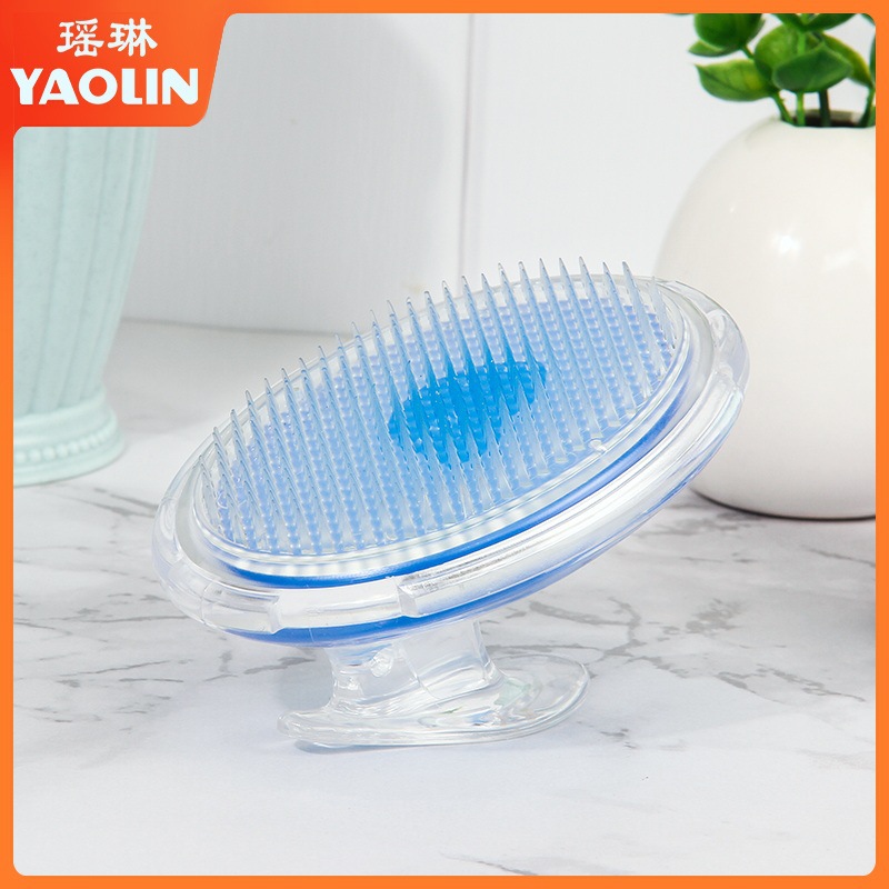 新款透明硅胶洗头刷头皮按摩刷子头部按摩器顺发梳美发用品
