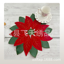 圣诞刺绣盘垫餐垫欧式绣花茶几布餐垫现代北欧圆形盖巾餐垫批发