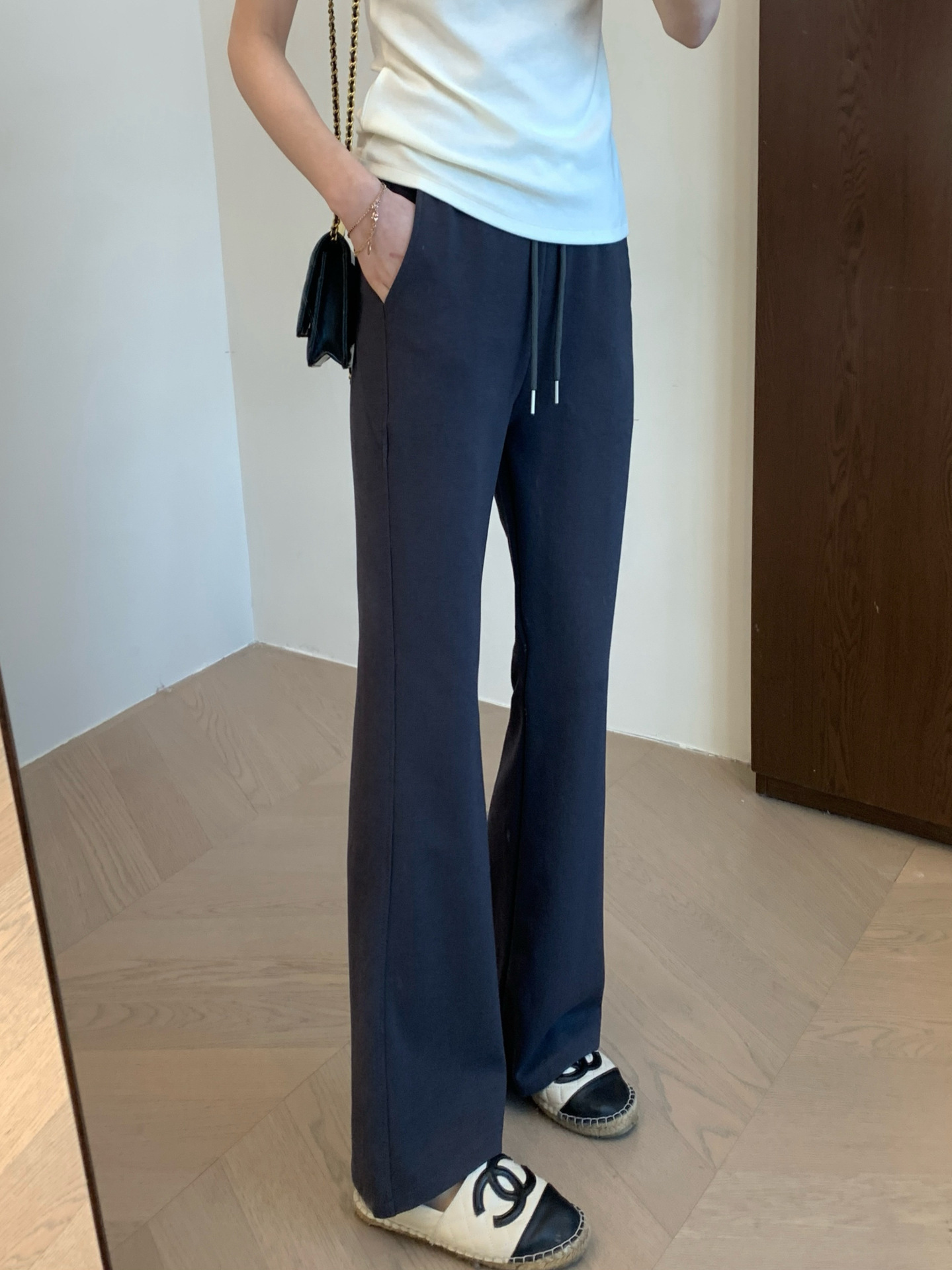 Lu Home Sports Casual Flared Pants Drape Slimming Knit Straight Pants Flared Wide-Leg Pants Women Autumn G090611