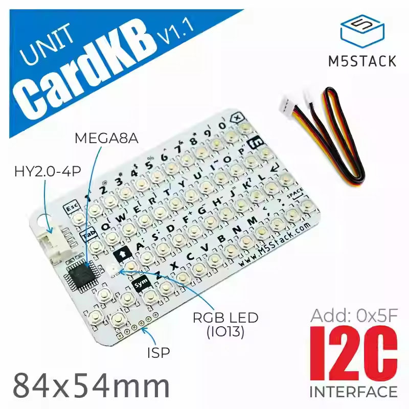 Official M5Stack Unit Cardkb V1.1 Matrix Keyboard Card Keyboard Unit 50 Keys Mega8A