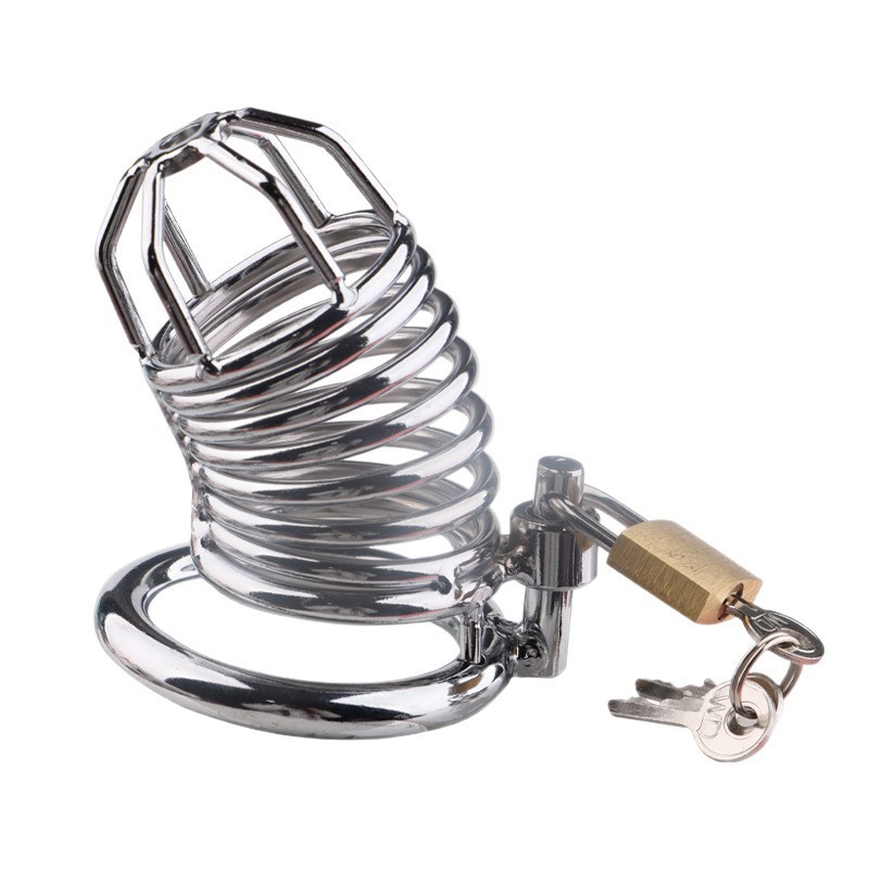 Metal Male Chastity Cage Lock, Snake-Style Birdcage Design, Adult Abstinence Training Device — detail image 8