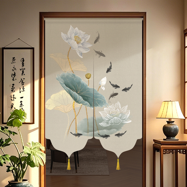 Door Curtain Partition Curtain Kitchen Bathroom Punch-Free New Chinoiserie Bedroom Home 2025 New Half Curtain Blocking Curtain