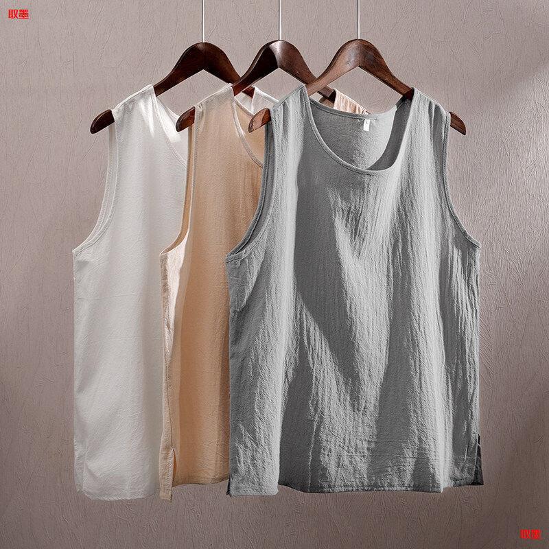 Summer Large Size Cotton and Linen Sleeveless Vest for Men Chinese Style Loose Breathable Sleeveless Vest Thin Linen Sweatshirt Vest Summer Large Size Cotton and Linen Sleeveless Vest for Men Chinese Style Loose Breathable Sleeveless Vest Thin Linen Sweatshirt Vest