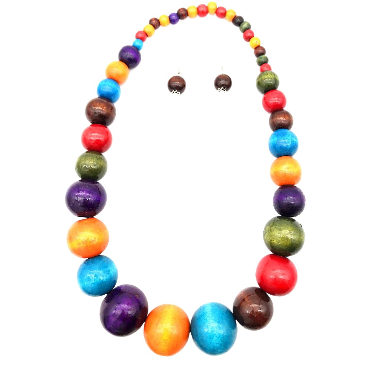 Ethnic Wooden Bead Necklace Color Sweater Chain Set Amazon Explosive Necklace Cross-border Jewelry Necklace