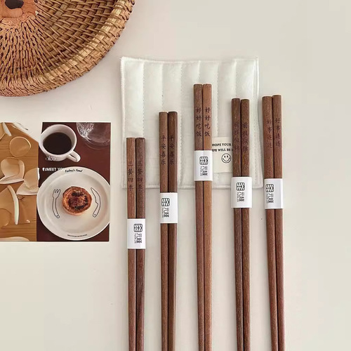 【Moon Bamboo Wood】Red Sandalwood Blessing Chopsticks Home Use Gift Laser Engraved Chinese Creative Kitchen