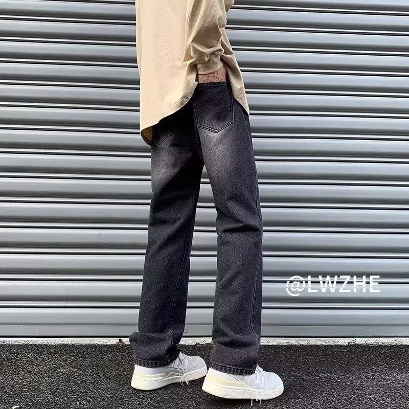 2024 otoño e invierno jeans estadounidenses hombres lavados y desgastados retro barro amarillo teñido marea calle alta holgada jeans rectos