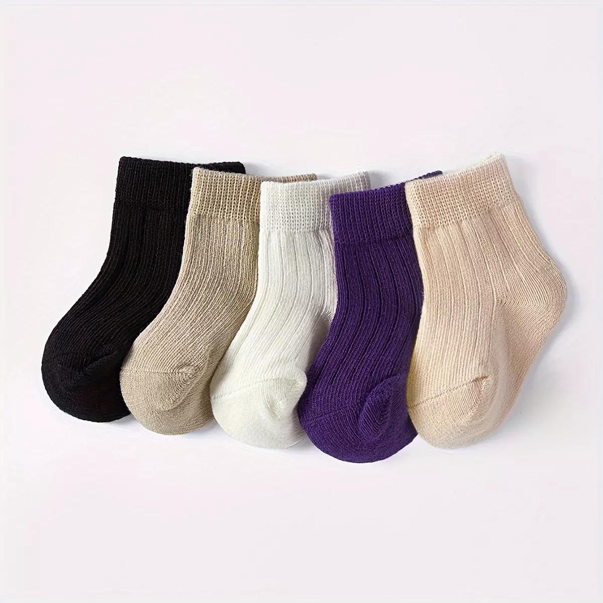 跨境专供5双装婴儿男孩女孩中筒袜子彩色宝宝袜