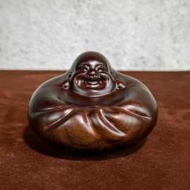 黑檀木雕摇钱佛不倒翁弥勒佛笑口常开送礼品家居创意装饰招财摆件