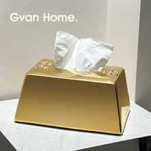 创意仿真金条金块纸巾盒陶瓷抽纸盒家用轻奢餐厅餐桌抽纸盒装饰品