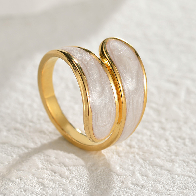 8g Weight Rings Classification Adjustable Ring Size 1 Piece Quantity Holiday, Daily Occasion Titanium Steel Material Geometric Pattern Women's Gender Enamel Design Casual, Simple Style Style Wholesale Jewelry Casual Simple Style Geometric Titanium Steel Enamel Rings 无