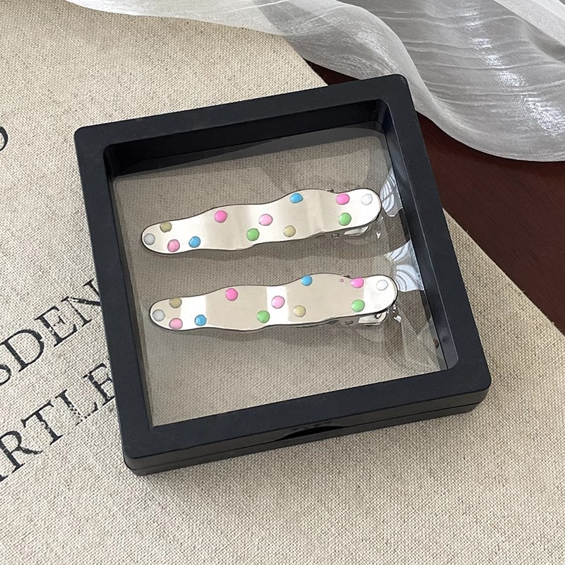 Punto de color goteo de aceite de plata clip de cabello de metal para mujeres nuevo clip lateral de goteo de agua clip de cabello de cabeza clip de cabello frente joyería clip de frangeo