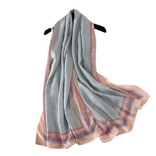  Autumn Women's Sun Protection Shawl New Decorative Elegant Printed Long Silk Scarf European and American Simulated Silk Scarf