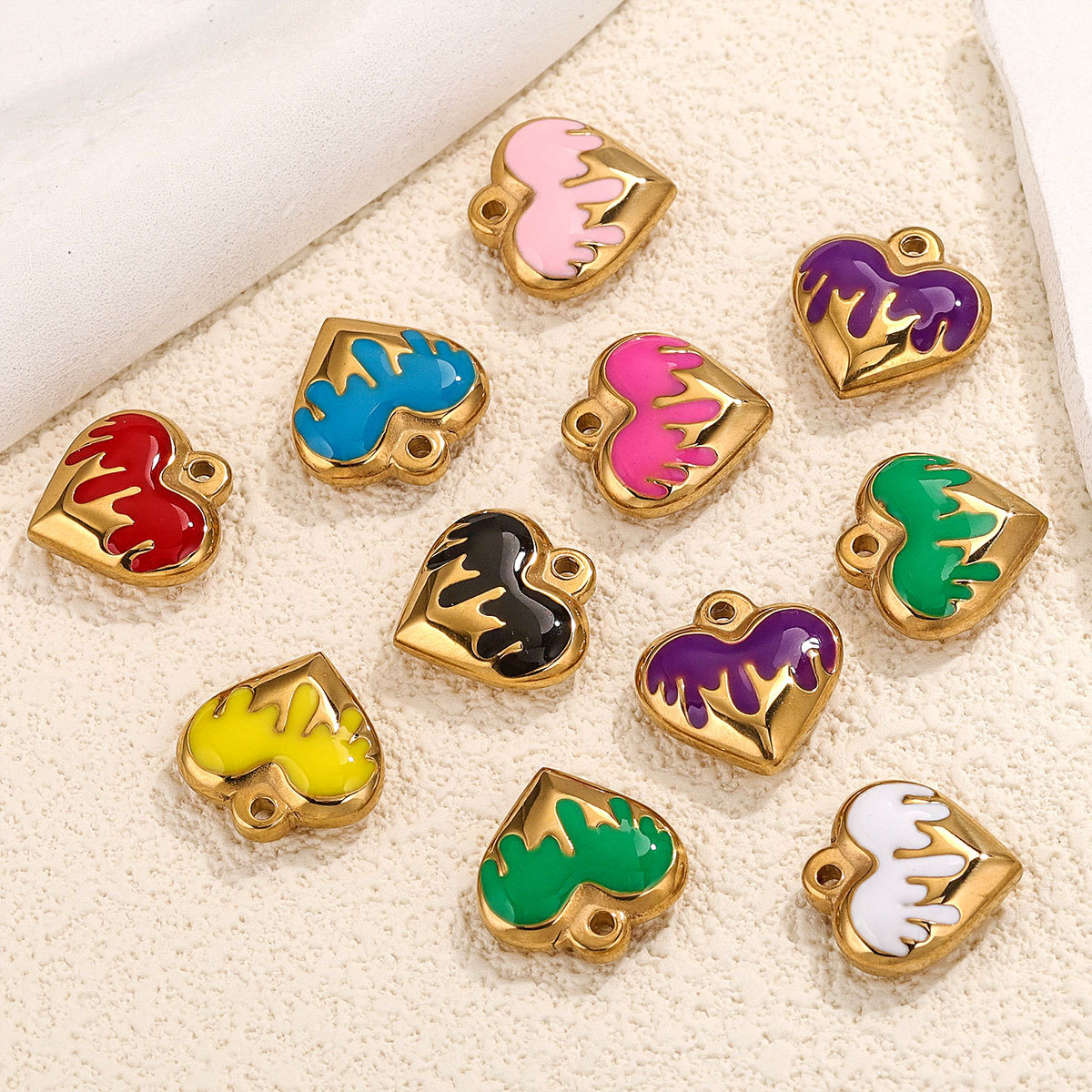 DIY Jewelry Accessories Classification 5 PCS/Package Stainless Steel PVD Coated Real Gold Plated Heart Shape Pendant DIY Jewelry Accessories