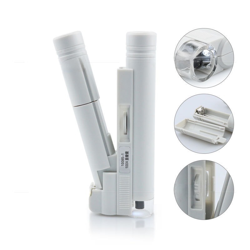 双筒150X便携式手机显微镜带皮套LED放大镜珠宝鉴赏生物教学