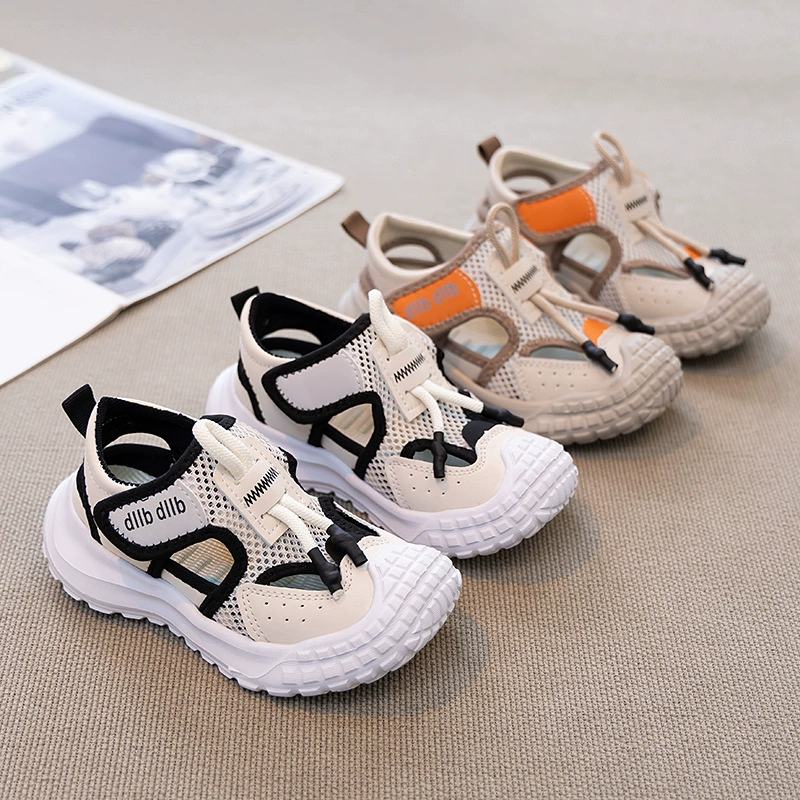 Детская обувь Сандалии для мальчиков Лето 2025 Новые детские туфли с мягкой подошвой на одной сетке Легкая дышащая спортивная обувь для мальчиков
