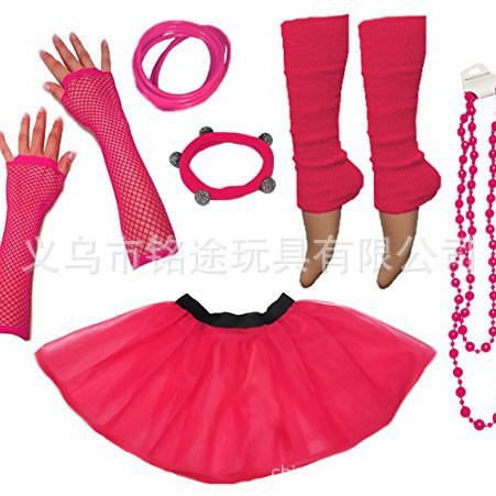 1980 s 80s traje collar pulsera falda de gasa guantes brazalete 80s Flapper girl dress