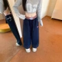 新款春秋格子美式阔腿裤