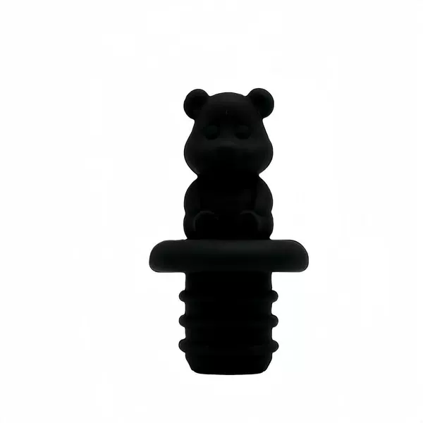 Black bottle stopper, with little bears