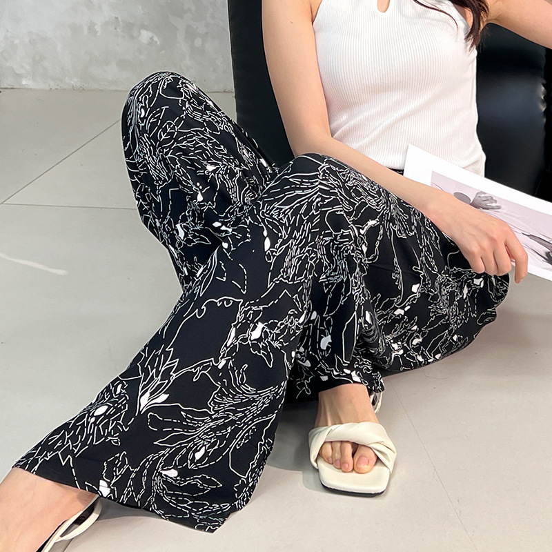 Pantalones anchos de algodón y seda para mujer, pantalones casuales de rayón, suaves y cómodos con efecto drapeado, pantalones de dormir para mujer.