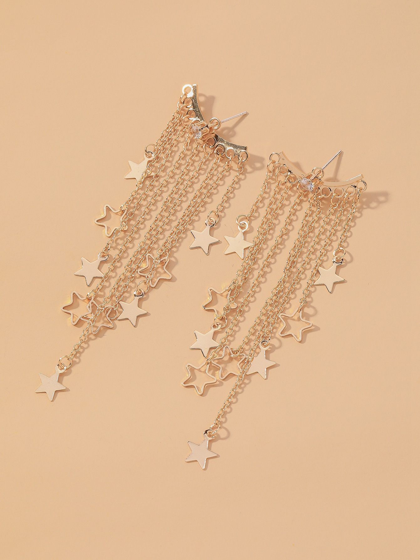 retro star long tassel earrings