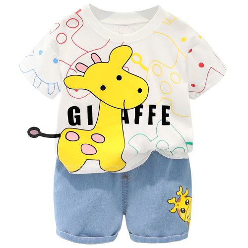 Cartoon T-Shirt for Infants, Unisex (Boys and Girls), Summer Outfit, Short Sleeve, Two-Piece Set for Babies and Toddlers (1-4 Years Old)