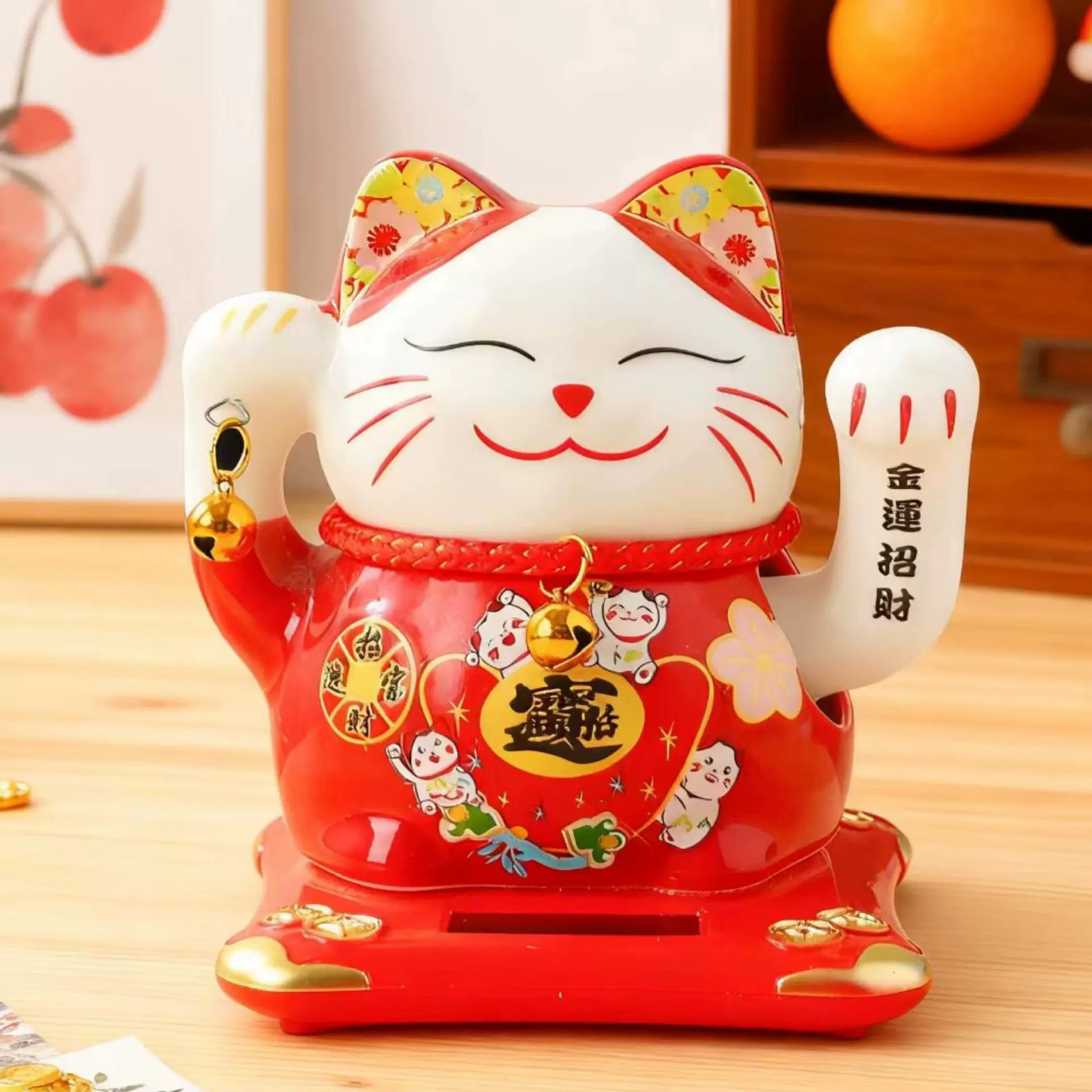 太阳能招财猫摇手创意可爱办公桌面车载中控台风水猫招财摆件礼品