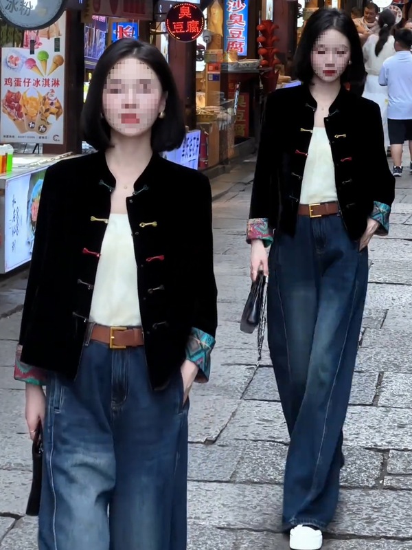 新中式双面穿丝绒提花短外套女早秋新款洋气显瘦国风盘扣立领上衣|undefined