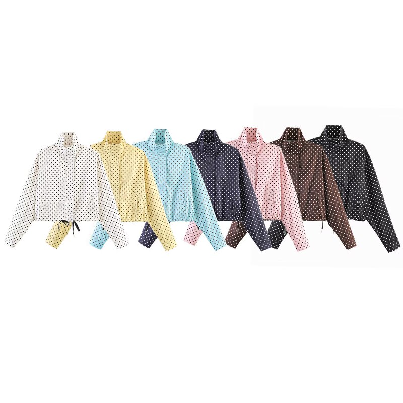 Taop&Za Women's Clothing 2026 Summer New Versatile Simple Casual Stand-Up Collar Polka Dot Puff Sleeve Jacket 5247713 Taop&Za Women's Clothing 2026 Summer New Versatile Simple Casual Stand-Up Collar Polka Dot Puff Sleeve Jacket 5247713