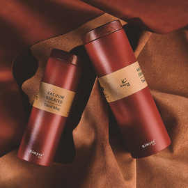 金怡316不锈钢保温杯木纹盖商务高端茶杯真空水杯便携磨砂批发