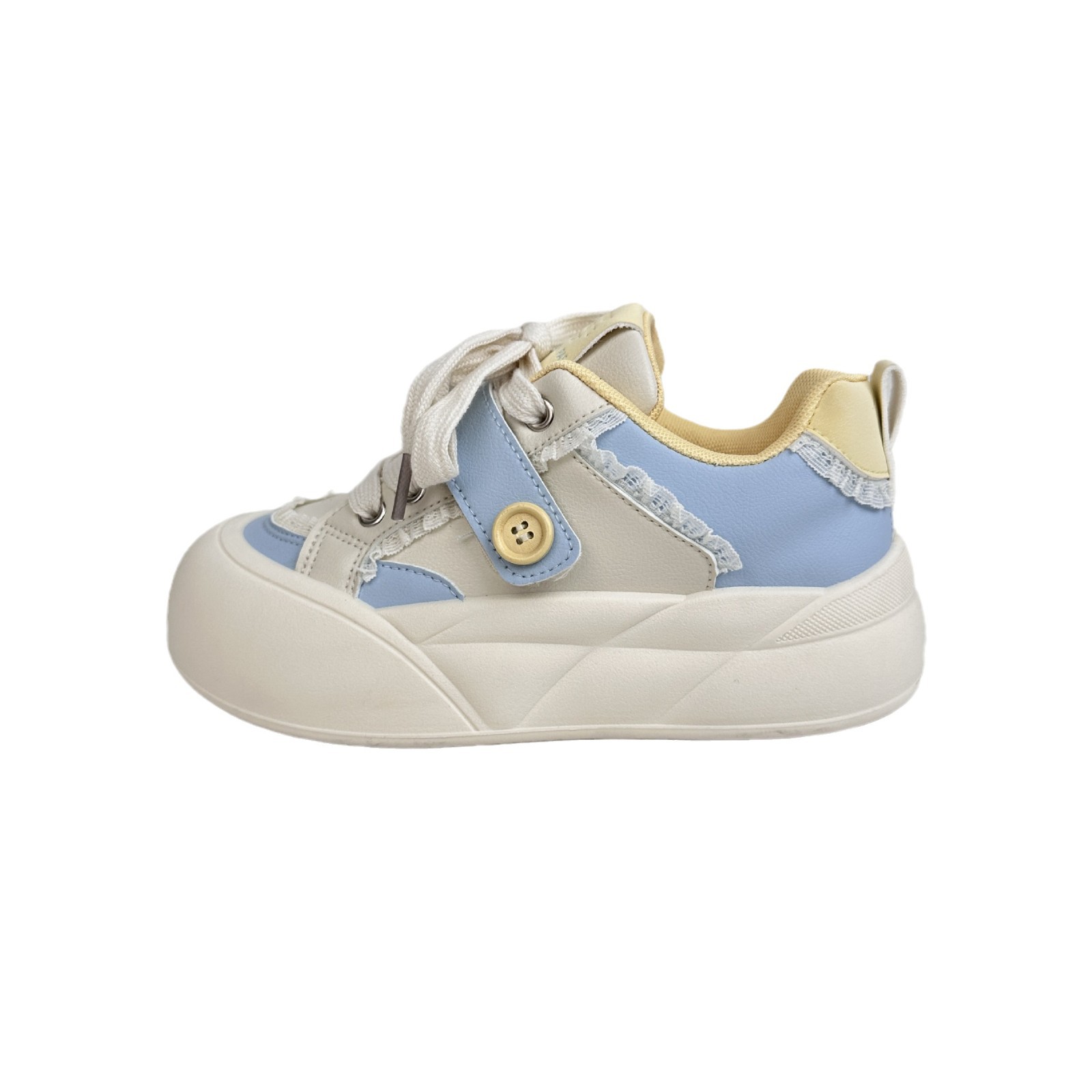 Zapatillas deportivas transpirables de suela gruesa de onda lejana para estudiantes de la escuela 2025 primavera nuevos zapatos blancos casuales de todo fósforo para el cabello