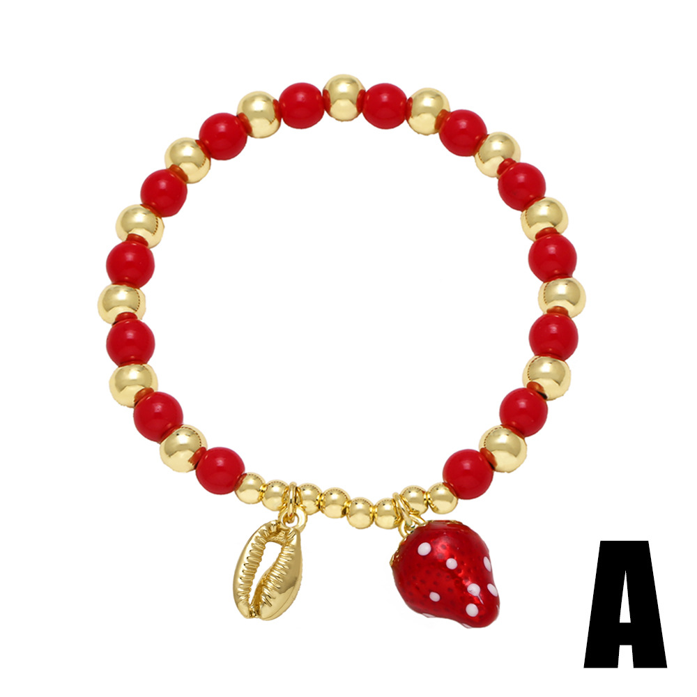 Beaded Chain Chain Type Cute Classic Style Cherry Strawberry Watermelon Acrylic Copper Beaded Chain Beaded Bracelets Wholesale