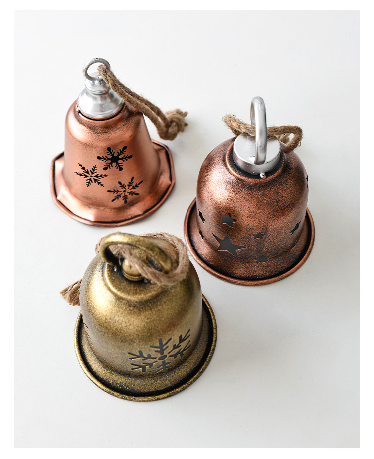 Weihnachtsbaumglocken-Set | Hängender Anhänger aus Eisen mit Klang für Weihnachtsbaum- und Partydekorationen_voghion.com