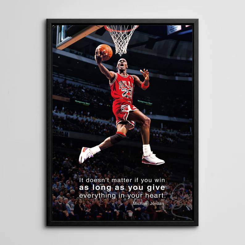 Basketball Star Poster Decorative Framed Wall Art Gift for Boys Children's Room Michael Jordan Fan Wall Decor