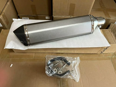 350R25/R3 Small Hexagonal Motorcycle | Exhaust pipe - 19470mm-silver-body-car-pattern-tail-laser-mark