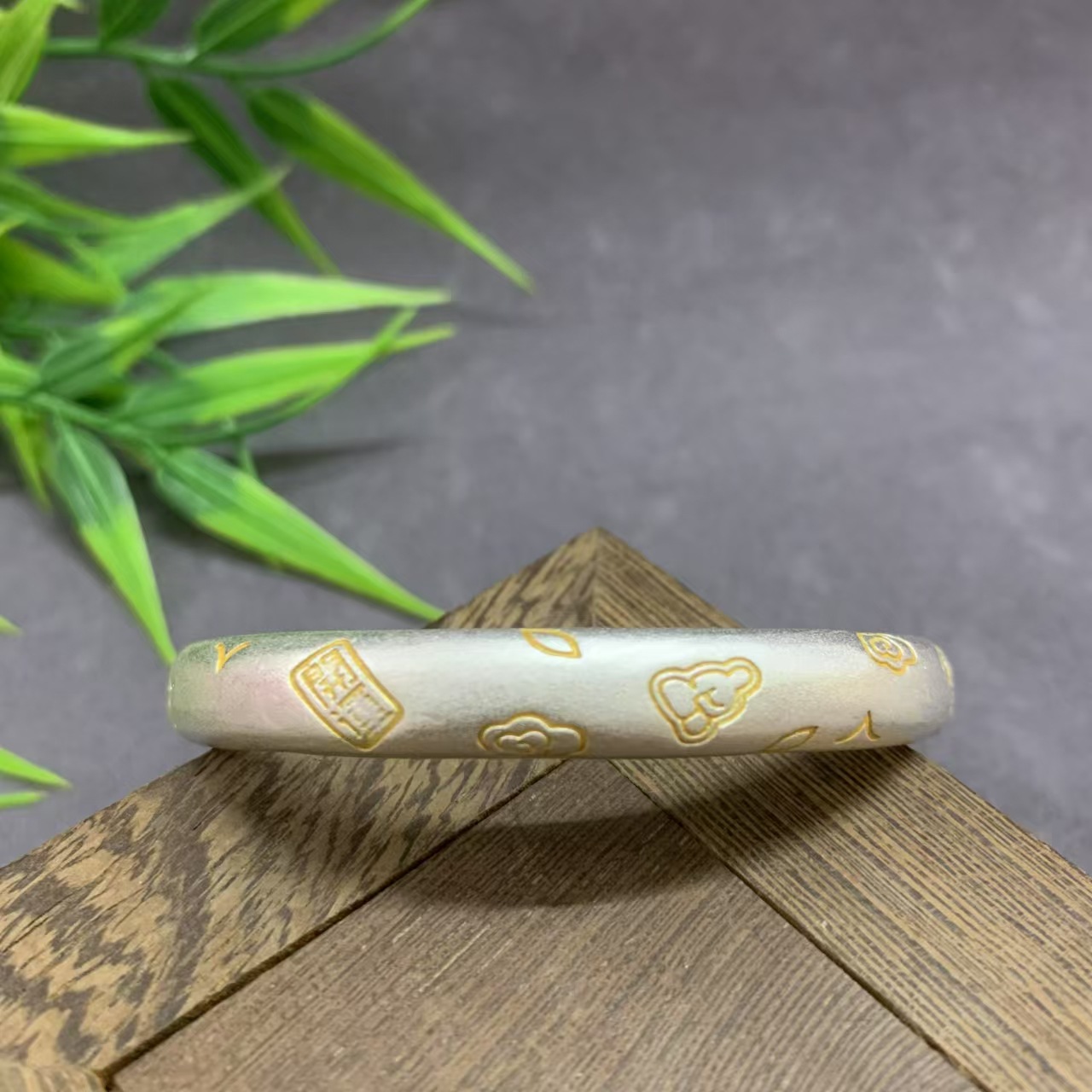 白銅手環閉口描金吉言手鐲古法磨砂復古百搭女款精緻配飾手飾