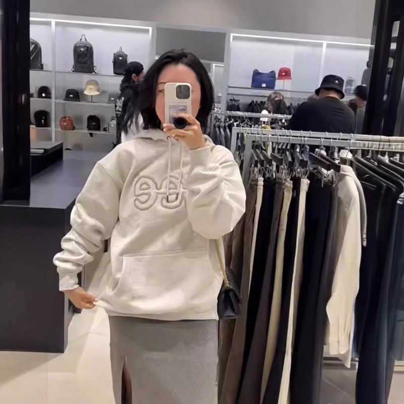 スポット韓国リー文字刺繍フード付きスウェットシャツ男性と女性のための春と秋のカジュアル多用途フード付きスウェットシャツジャケット|undefined