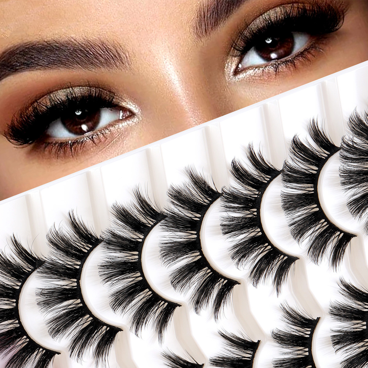 Fábrica al por mayor 7 pares de parillas de visón multicapa densa par de par de pelo desordenado par de parillas falsas cruzadas